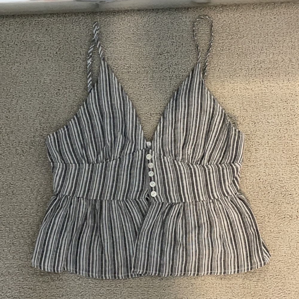 Stripe button down tank top